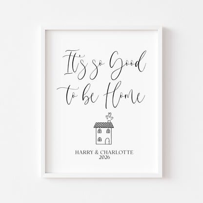 Personalised Home Print, family so good to be home names & date wall art (unframed)