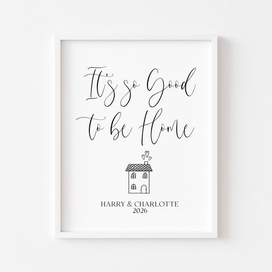 Personalised Home Print, family so good to be home names & date wall art (unframed)