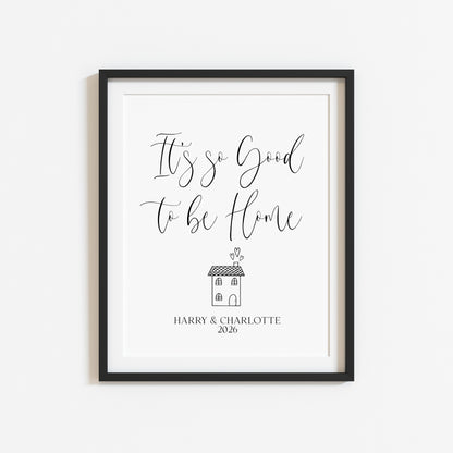 Personalised Home Print, family so good to be home names & date wall art (unframed)