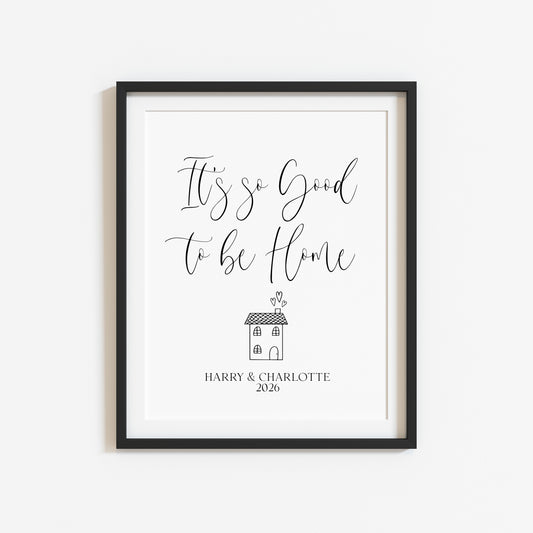 Personalised Home Print, family so good to be home names & date wall art (unframed)