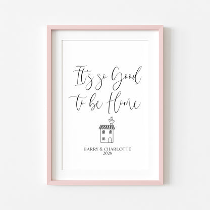 Personalised Home Print, family so good to be home names & date wall art (unframed)