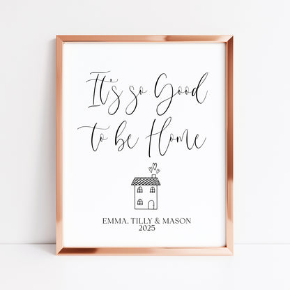 Personalised Home Print, family so good to be home names & date wall art (unframed)