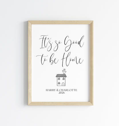 Personalised Home Print, family so good to be home names & date wall art (unframed)