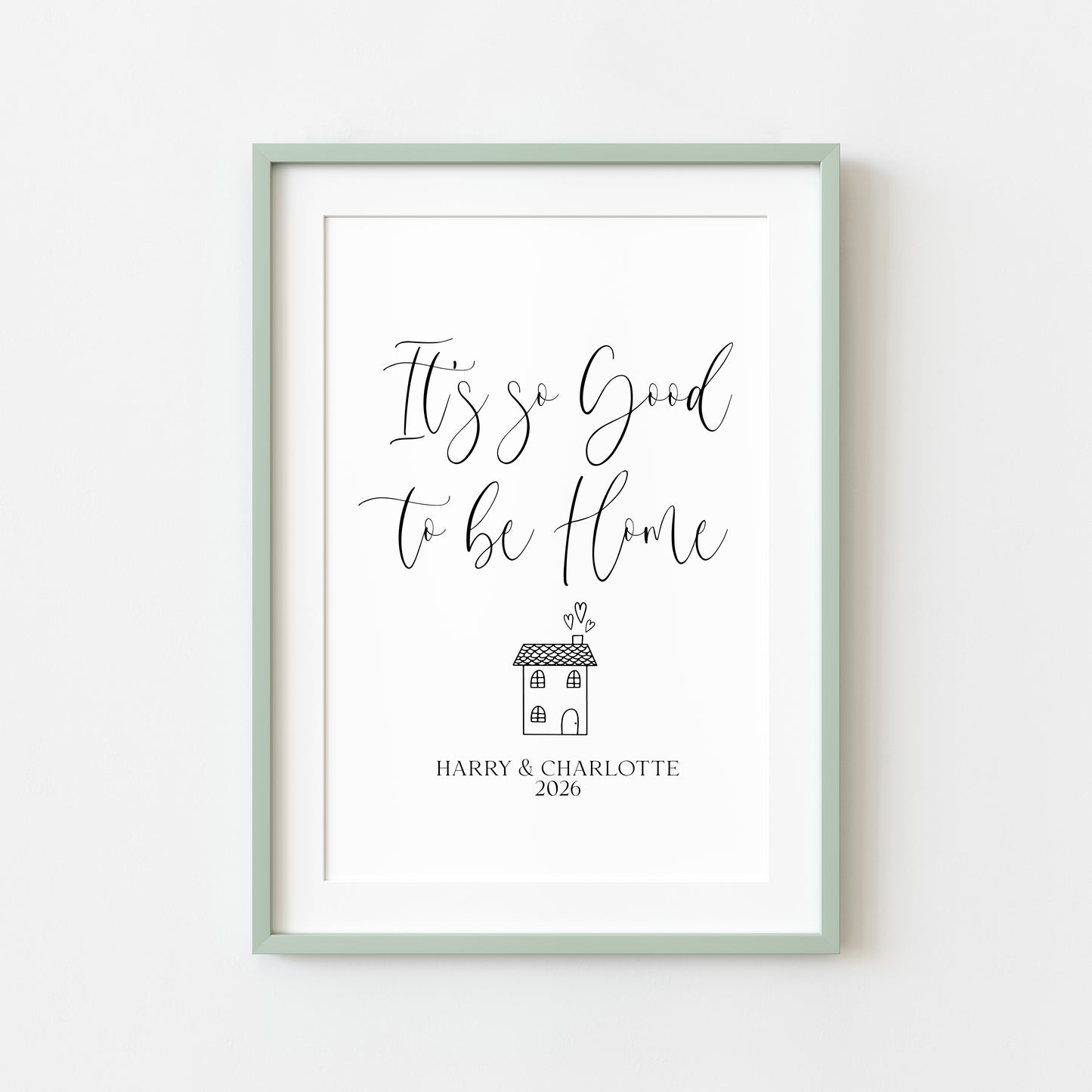 Personalised Home Print, family so good to be home names & date wall art (unframed)