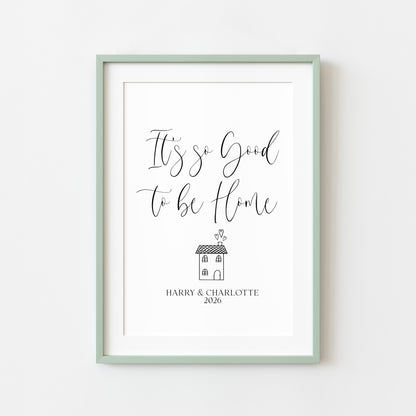 Personalised Home Print, family so good to be home names & date wall art (unframed)