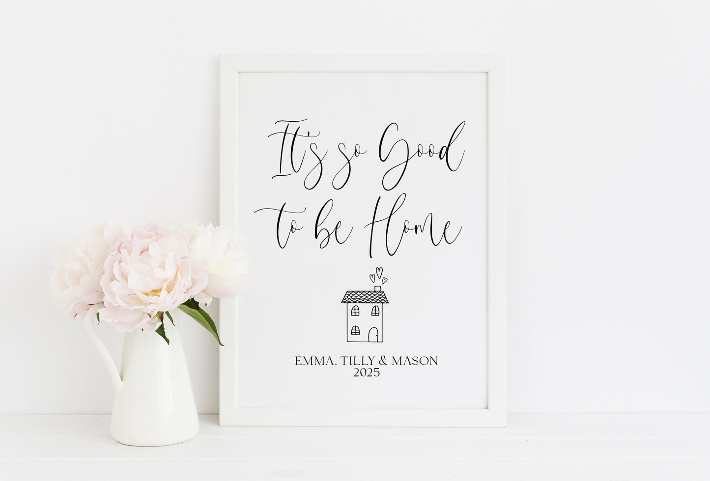 Personalised Home Print, family so good to be home names & date wall art (unframed)