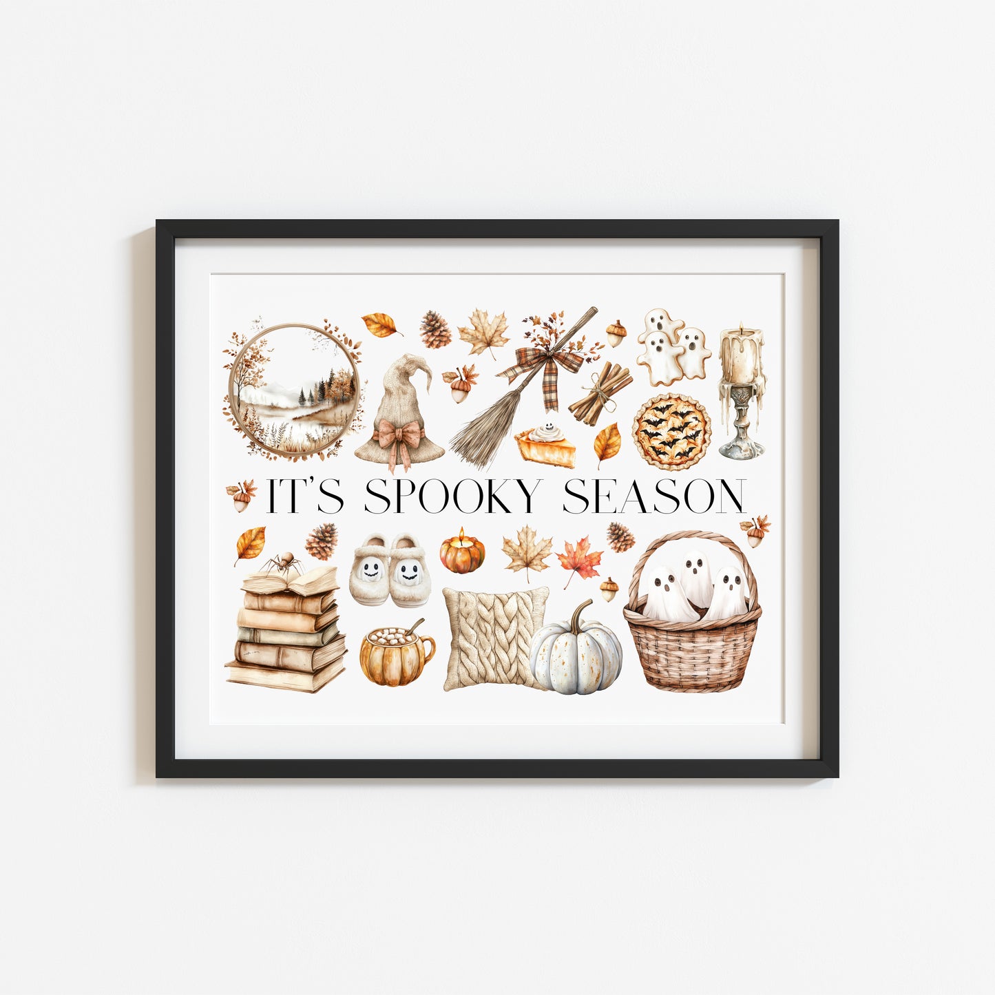 Halloween beige cosy cute spooky Autumn moon board Print unframed wall art poster print