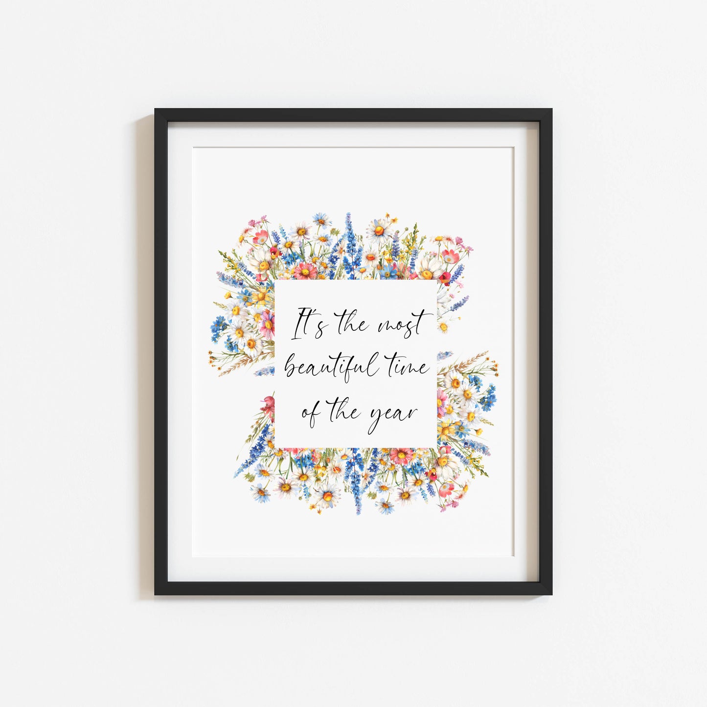 Summer print the most beautiful time of the year bright wildflowers floral wreath seasonal summer unframed wall art summer print summer home