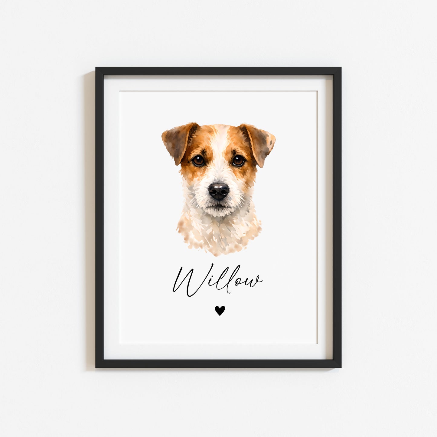 Personalised Jack Russell Dog Print Custom Name Pet portrait watercolour unframed wall art