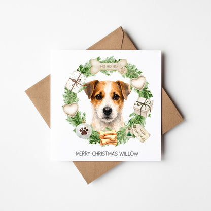 Personalised Dog Christmas card, Jack Russell custom pet name xmas card