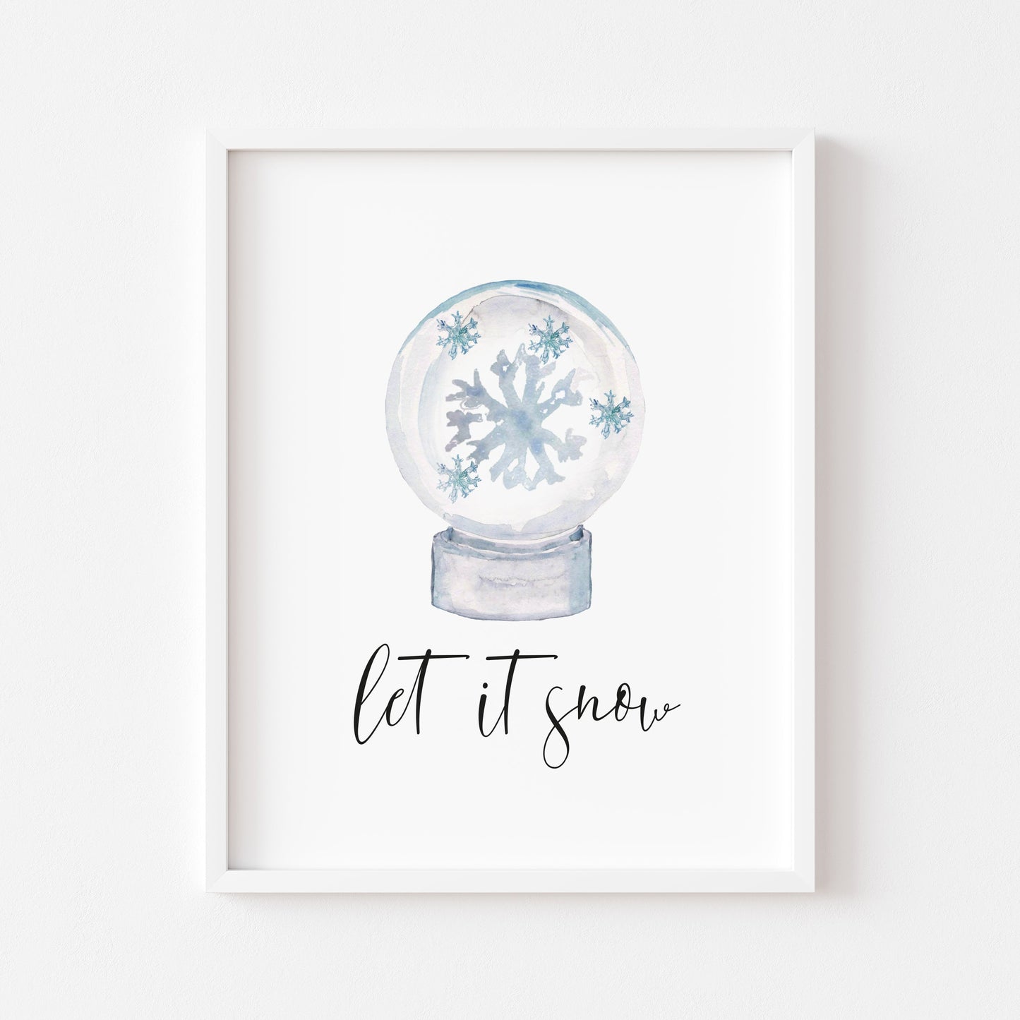 Let it snow, watercolour snow globe Christmas seasonal unframed wall art poster print