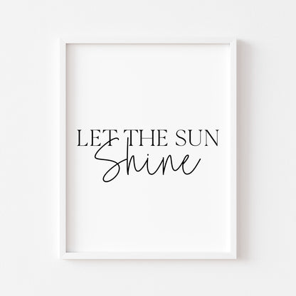 Let The Sun Shine summer print Minimalist Quote seasonal home Wall Art (unframed)