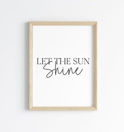 Let The Sun Shine summer print Minimalist Quote seasonal home Wall Art (unframed)