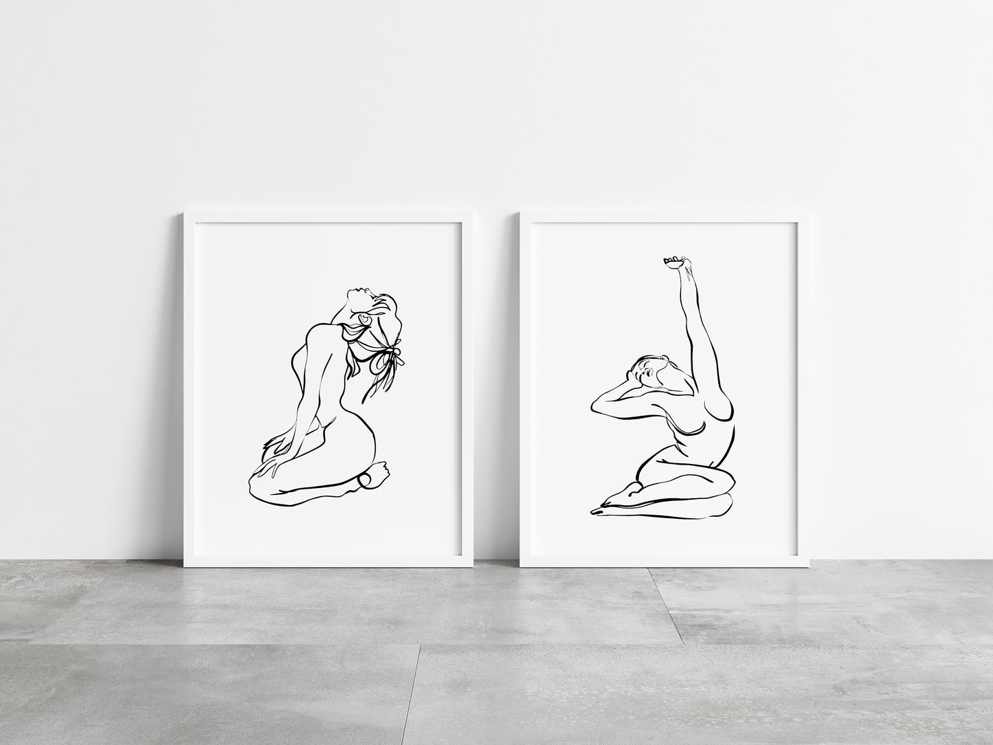 Set of 2 women line drawing bathroom/bedroom simplistic unframed wall art poster prints