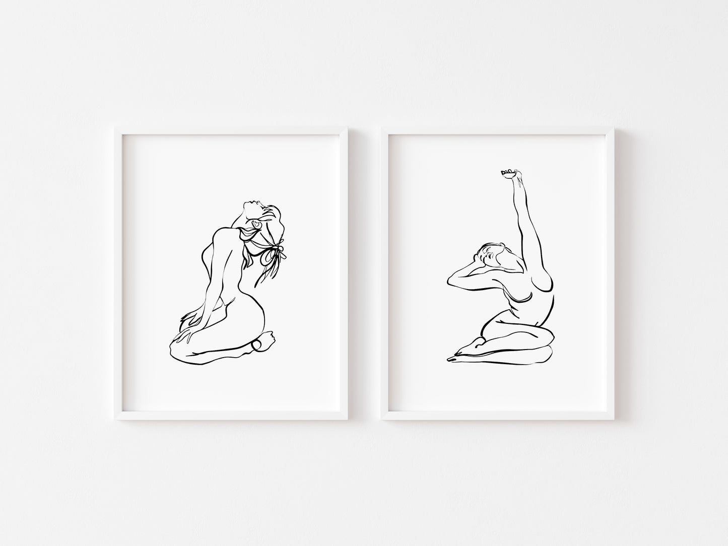 Set of 2 women line drawing bathroom/bedroom simplistic unframed wall art poster prints