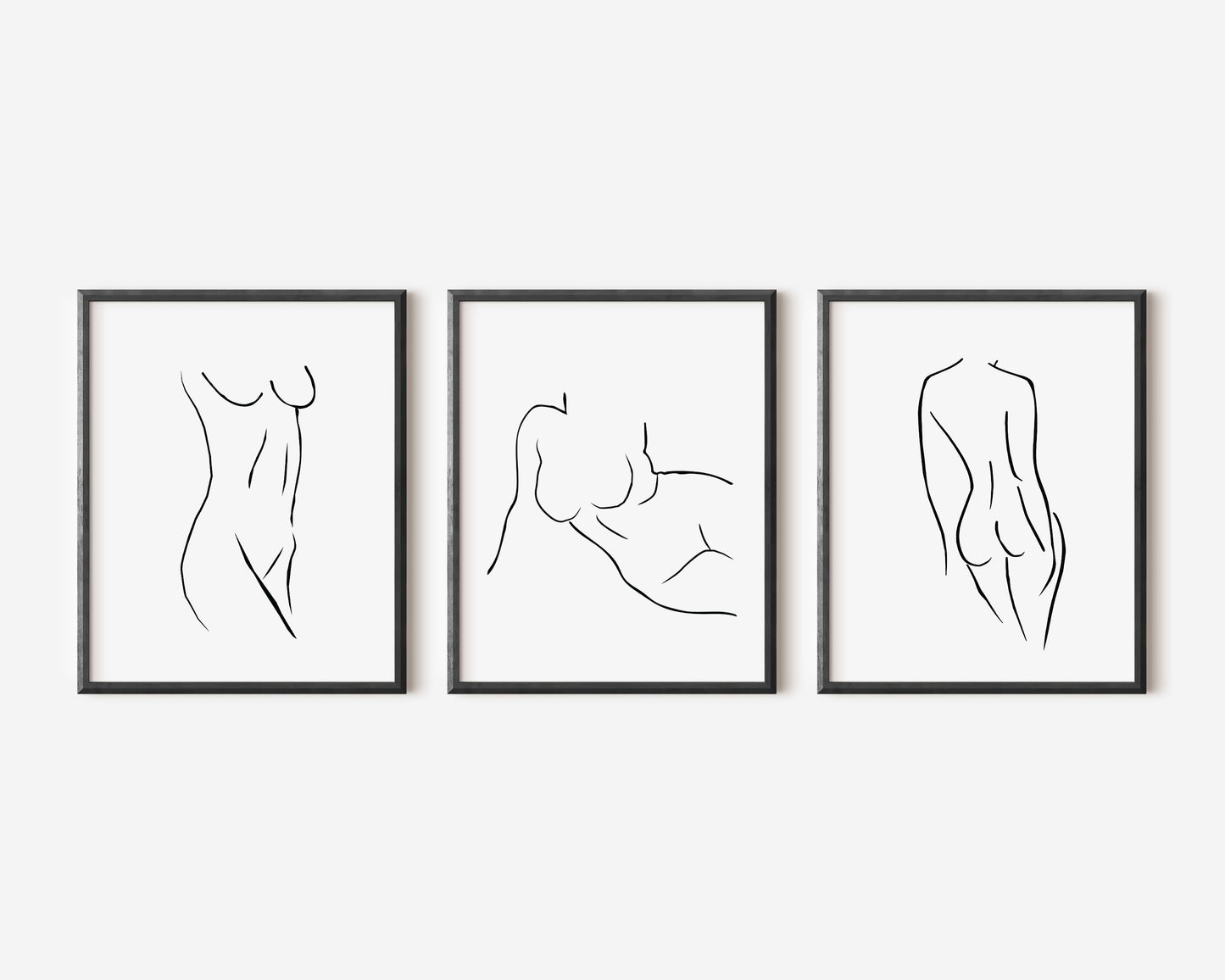 Set of 3 bathroom bedroom line drawing body line unframed wall art poster prints, line body drawing, line women bodies, bathroom art decor