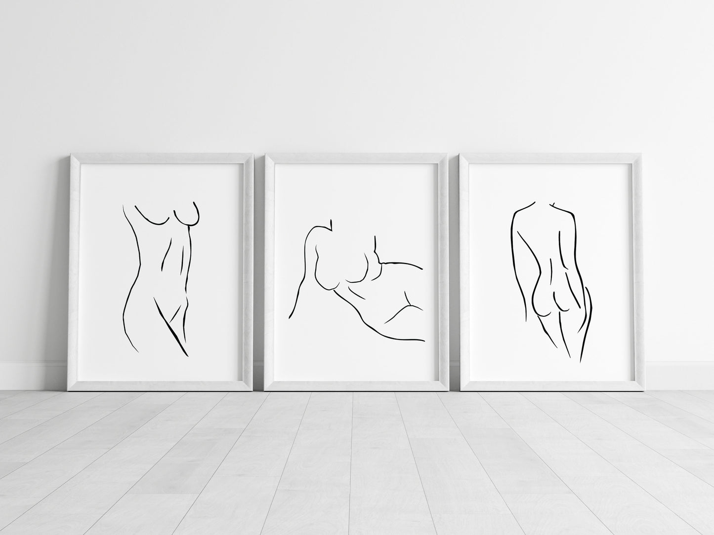 Set of 3 bathroom bedroom line drawing body line unframed wall art poster prints, line body drawing, line women bodies, bathroom art decor