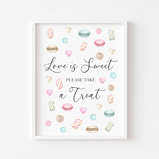 Sweet Treats Wedding Sign Love is sweet Watercolour Pastel Print (unframed)