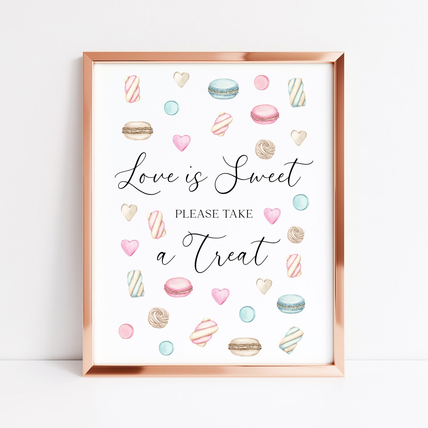 Sweet Treats Wedding Sign Love is sweet Watercolour Pastel Print (unframed)