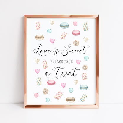 Sweet Treats Wedding Sign Love is sweet Watercolour Pastel Print (unframed)