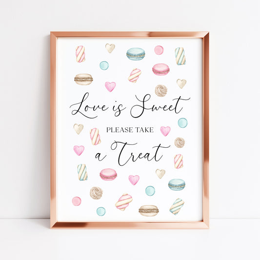 Sweet Treats Wedding Sign Love is sweet Watercolour Pastel Print (unframed)