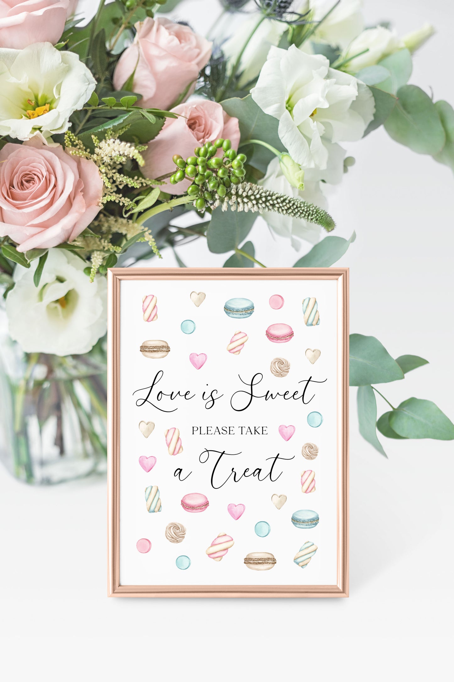 Sweet Treats Wedding Sign Love is sweet Watercolour Pastel Print (unframed)