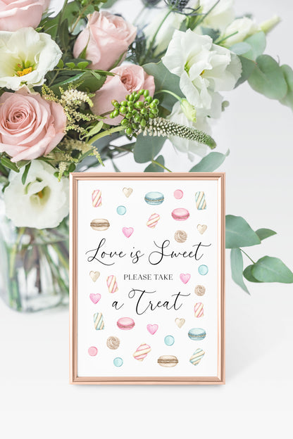 Sweet Treats Wedding Sign Love is sweet Watercolour Pastel Print (unframed)