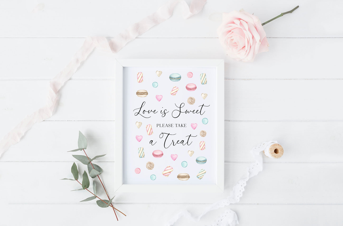 Sweet Treats Wedding Sign Love is sweet Watercolour Pastel Print (unframed)