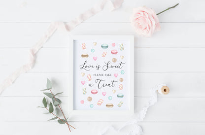 Sweet Treats Wedding Sign Love is sweet Watercolour Pastel Print (unframed)