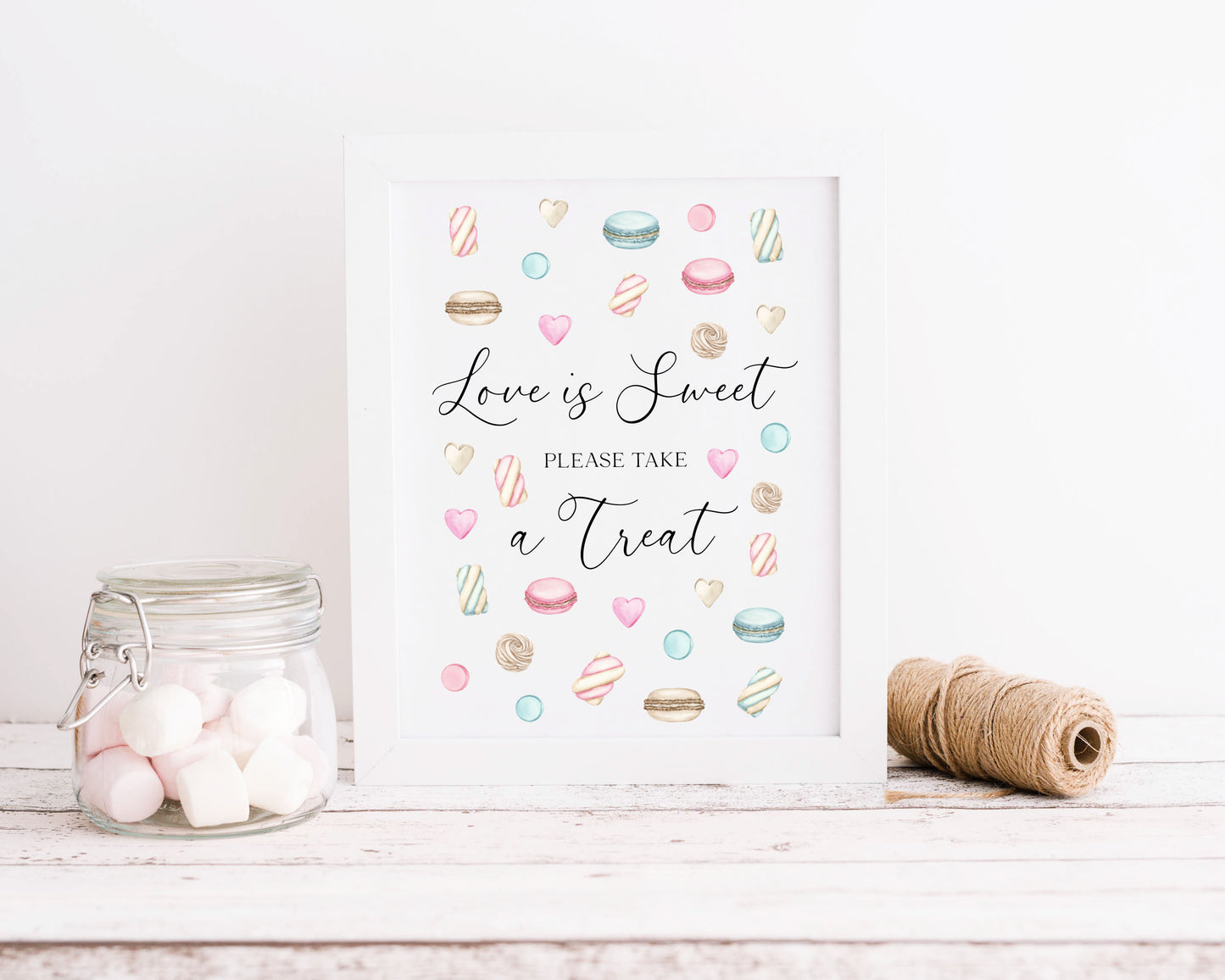 Sweet Treats Wedding Sign Love is sweet Watercolour Pastel Print (unframed)
