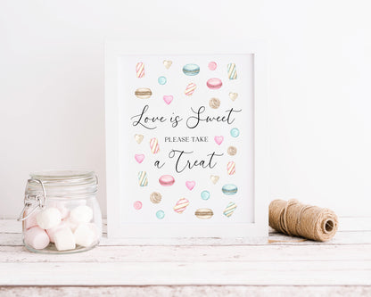 Sweet Treats Wedding Sign Love is sweet Watercolour Pastel Print (unframed)
