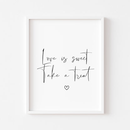 Sweet sign, Wedding sign, wedding print love is sweet take a sweet simplistic wedding unframed wall art poster print, wedding signage