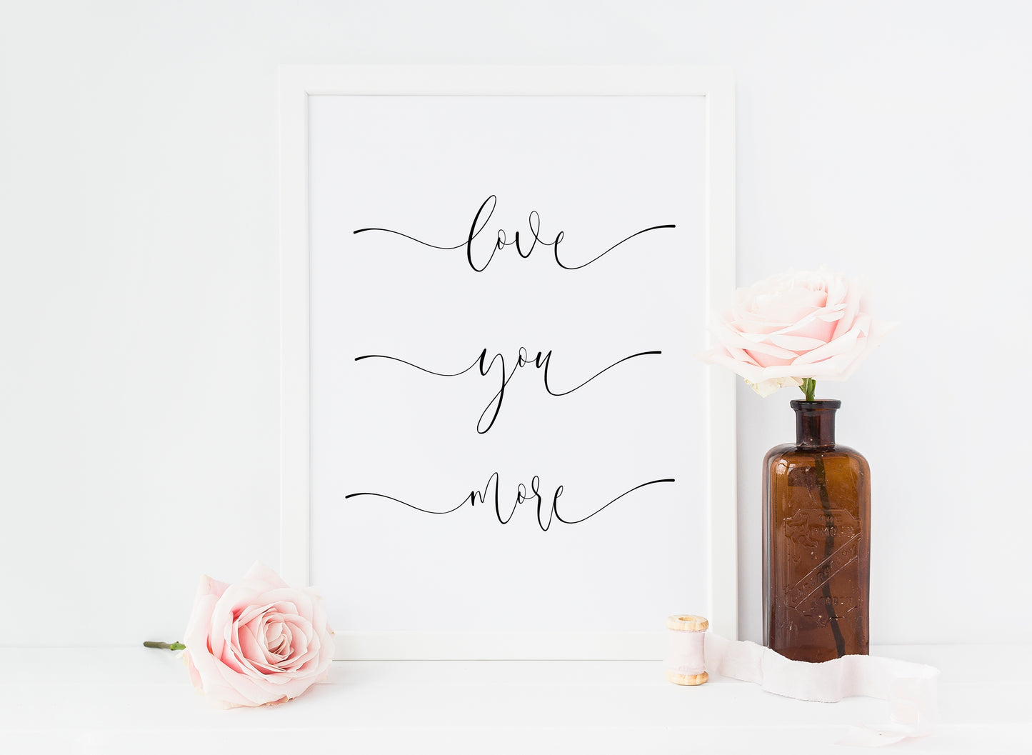 Love you more script bedroom home couples love quote unframed wall art poster print