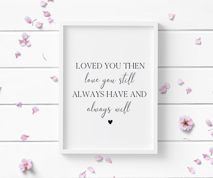 Loved you then love you still always have and always will bedroom home love quote unframed wall art poster print