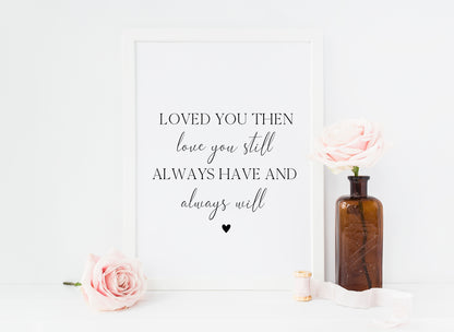 Loved you then love you still always have and always will bedroom home love quote unframed wall art poster print