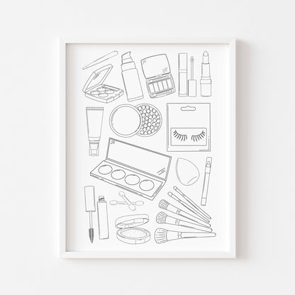 Make up Line Art Print Minimalist bedroom bathroom Decor unframed wall art poster