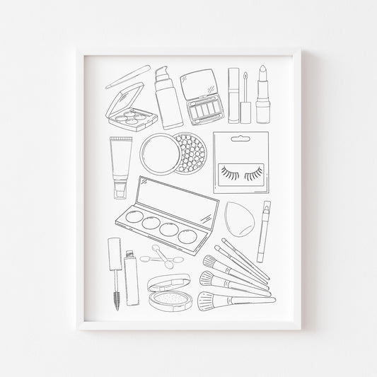 Make up Line Art Print Minimalist bedroom bathroom Decor unframed wall art poster