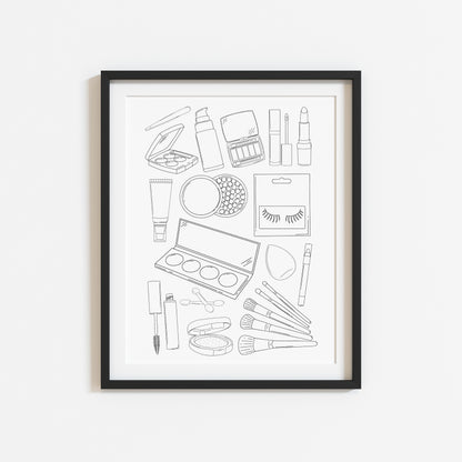 Make up Line Art Print Minimalist bedroom bathroom Decor unframed wall art poster