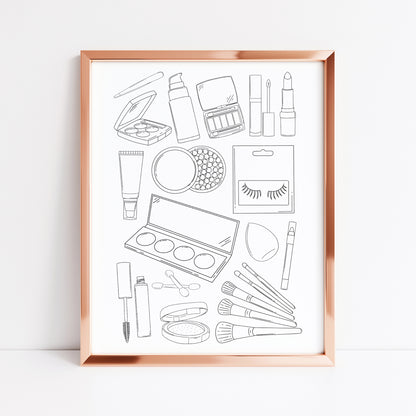 Make up Line Art Print Minimalist bedroom bathroom Decor unframed wall art poster
