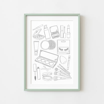 Make up Line Art Print Minimalist bedroom bathroom Decor unframed wall art poster