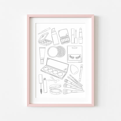 Make up Line Art Print Minimalist bedroom bathroom Decor unframed wall art poster