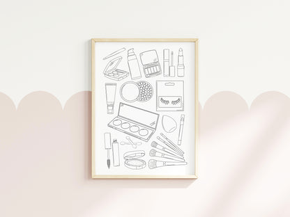 Make up Line Art Print Minimalist bedroom bathroom Decor unframed wall art poster