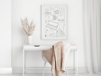 Make up Line Art Print Minimalist bedroom bathroom Decor unframed wall art poster