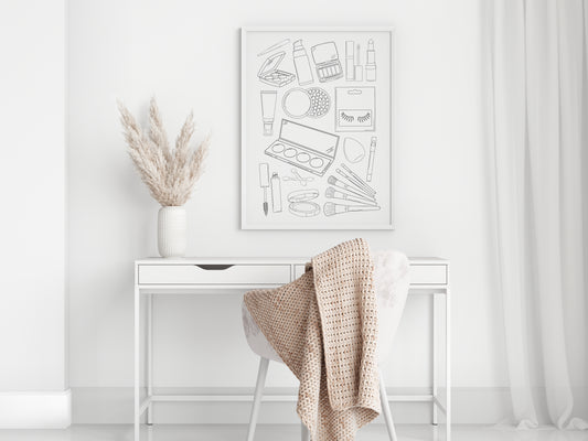 Make up Line Art Print Minimalist bedroom bathroom Decor unframed wall art poster