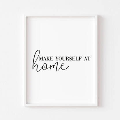 Make yourself at home portrait home living room quote unframed wall art poster print