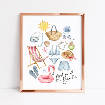 Meet me at the beach summer loving beach trips home seasonal unframed wall art poster print