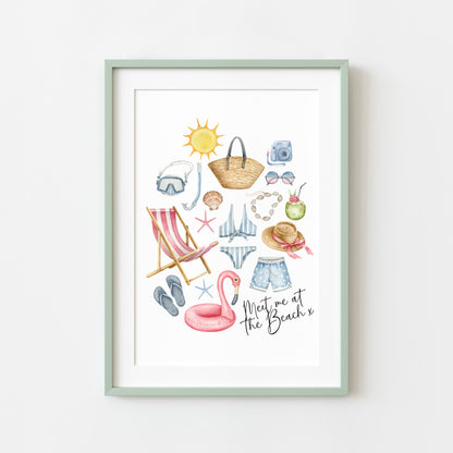 Meet me at the beach summer loving beach trips home seasonal unframed wall art poster print