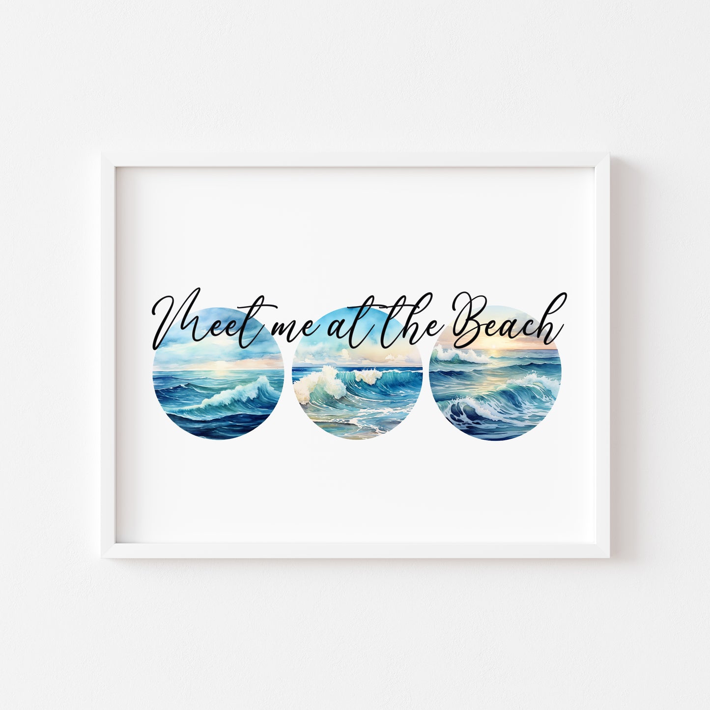 Ocean Watercolour Coastal Summer print, meet me at the beach unframed wall art poster print