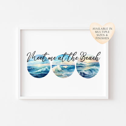 Ocean Watercolour Coastal Summer print, meet me at the beach unframed wall art poster print