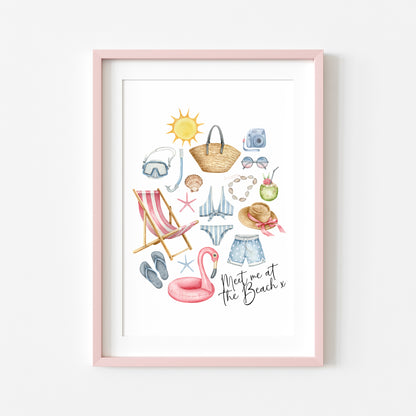 Meet me at the beach summer loving beach trips home seasonal unframed wall art poster print